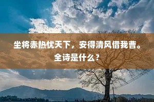 坐将赤热忧天下，安得清风借我曹。全诗是什么？