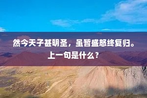 然今天子甚明圣，虽暂盛怒终复归。上一句是什么？