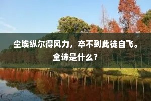 尘埃纵尔得风力，卒不到此徒自飞。全诗是什么？