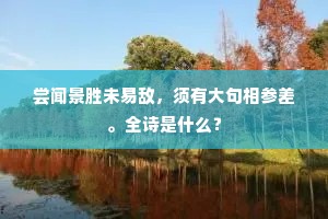 尝闻景胜未易敌，须有大句相参差。全诗是什么？