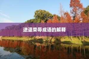 进退荣辱成语的解释