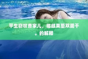 平生窃叹曹家儿，临歧莫堕双阑干。的解释