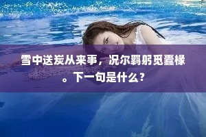 雪中送炭从来事，况尔羁躬觅蠹椽。下一句是什么？