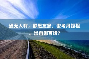通无入有，静思忘念，密考丹经祖。出自哪首诗？