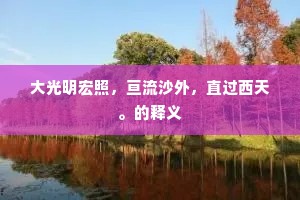 大光明宏照，亘流沙外，直过西天。的释义