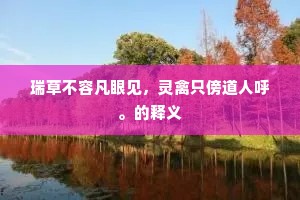 瑞草不容凡眼见，灵禽只傍道人呼。的释义