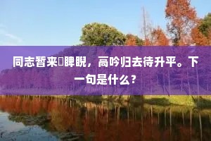 同志暂来閒睥睨，高吟归去待升平。下一句是什么？