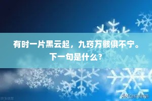有时一片黑云起，九窍万骸俱不宁。下一句是什么？