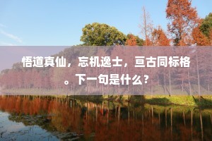 悟道真仙，忘机逸士，亘古同标格。下一句是什么？