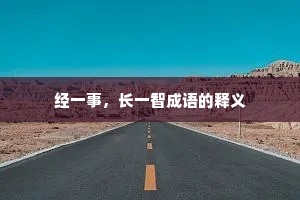 经一事，长一智成语的释义