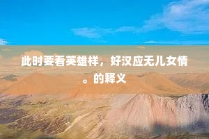 此时要看英雄样，好汉应无儿女情。的释义
